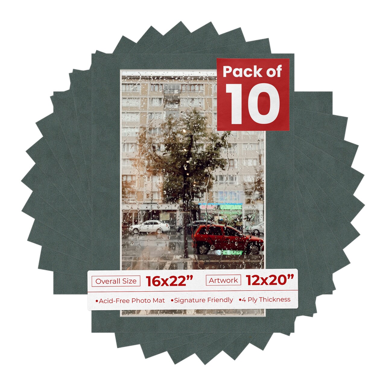Dark Grey Suede Mat Board for 16x22 Frames - Fits 12x20 Photos